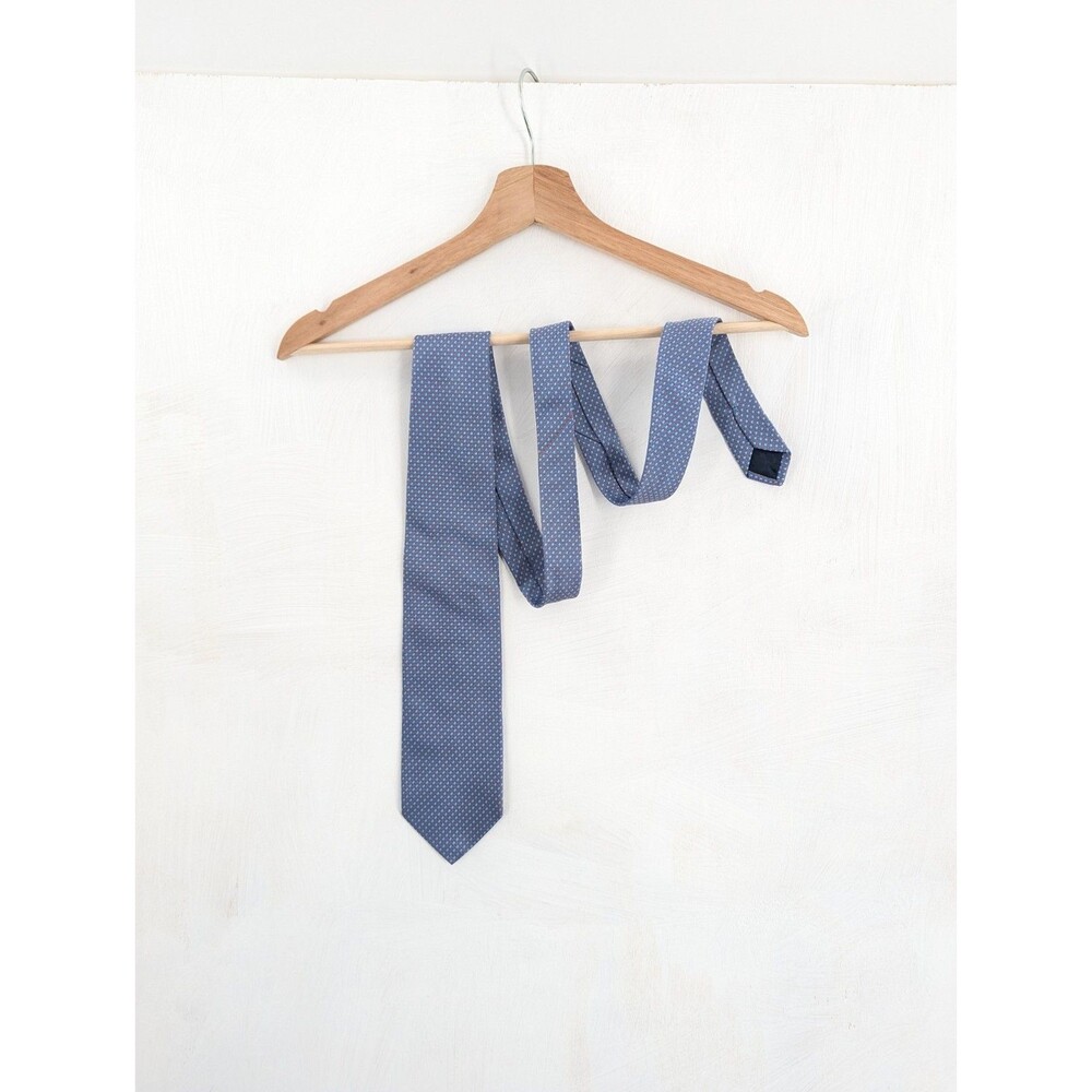 Battistoni Men's Tie Blue Orange Geometric Foulard Necktie Silk 59.5" Long Italy